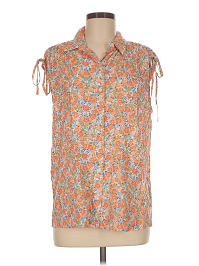 Pre-owned Croft & Barrow Sleeveless Button Down Shirt In Orange