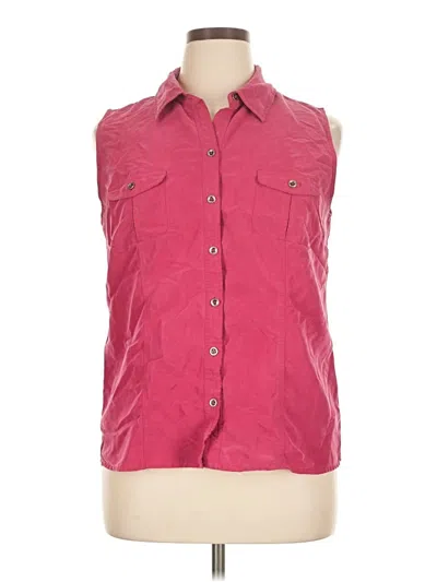 Pre-owned Croft & Barrow Sleeveless Button Down Shirt In Pink