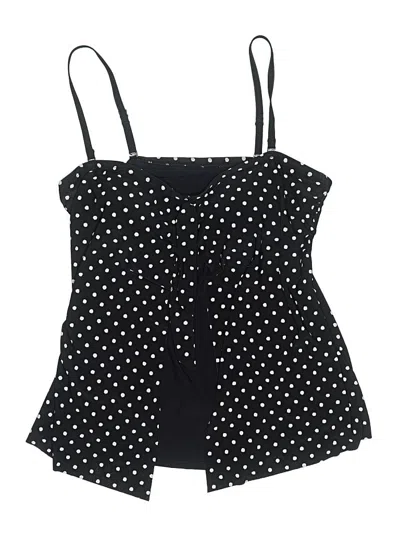 Pre-owned Croft & Barrow Swimsuit Top Black Polka Dots Pattern Swimwear