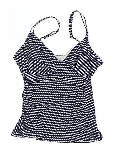 Pre-owned Croft & Barrow Swimsuit Top Blue Chevron/herringbone Pattern Swimwear