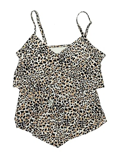 Pre-owned Croft & Barrow Swimsuit Top Brown Animal Print Pattern Swimwear