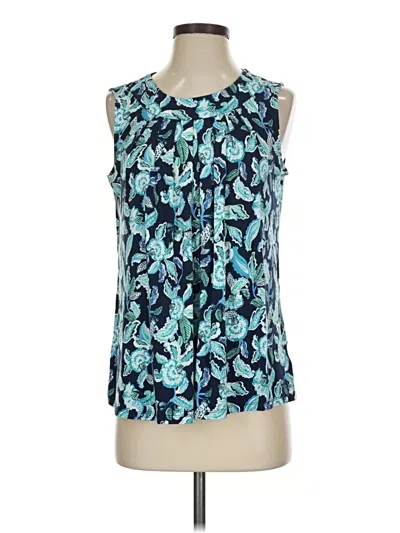 Pre-owned Croft & Barrow Tank Top Blue Tie Neck Tops