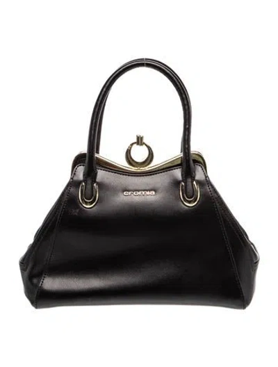 Pre-owned Cromia Leather Top Handle Bag In Black