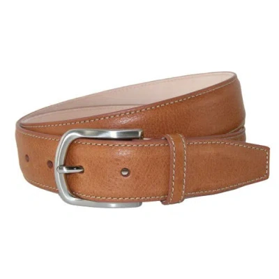 Crookhorndavis Brescia Boxcalf Casual Belt With Contrast Stitch In White