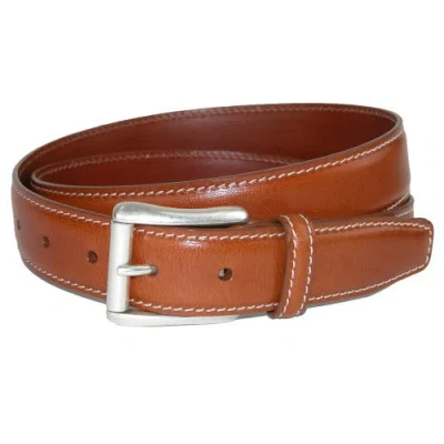 Crookhorndavis Ciga Calfskin Leather Casual Belt With Contrast Stitch In White