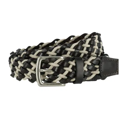 Crookhorndavis Como Leather And Cotton Cord Braided Belt In Multi