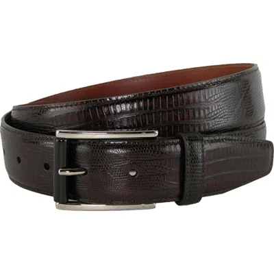 Crookhorndavis Django Turin Tejus Lizard Print Dress Belt In Brown
