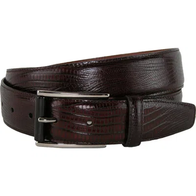 Crookhorndavis Django Turin Tejus Lizard Print Dress Belt In Brown