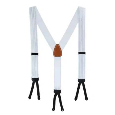 Crookhorndavis Grand Central Satin Stripe Formal Elastic Braces In White