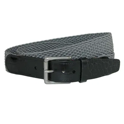 Crookhorndavis Hampton Stretch Belt With Croc Print Tabs In Grey