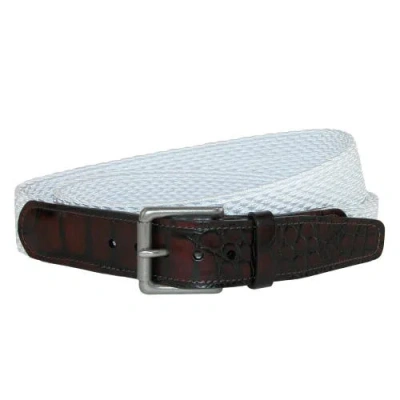 Crookhorndavis Hampton Stretch Belt With Croc Print Tabs In Orange