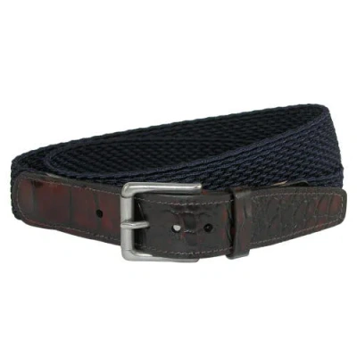 Crookhorndavis Hampton Stretch Belt With Croc Print Tabs In Purple