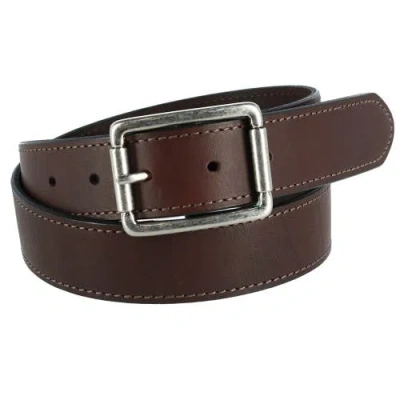 Crookhorndavis Newcastle Natural Grain Leather Belt With Roller Buckle In Brown