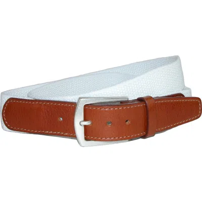 Crookhorndavis Newport Pique Cotton Woven Elastic Belt In Blue
