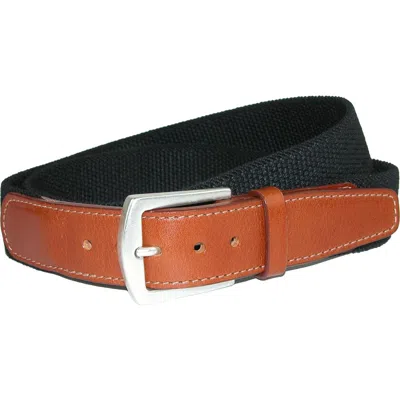 Crookhorndavis Newport Pique Cotton Woven Elastic Belt In Brown