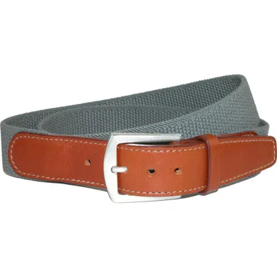 Crookhorndavis Newport Pique Cotton Woven Elastic Belt In Gray