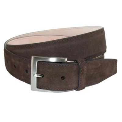 Crookhorndavis Siena Suede Calfskin Dress Belt With Solid Brass Buckle In Brown