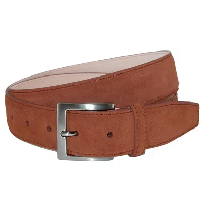 Crookhorndavis Siena Suede Calfskin Dress Belt With Solid Brass Buckle In Brown