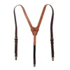 Crookhorndavis The Bristol Clip End Leather Braces With Elastic Backstrap In Brown