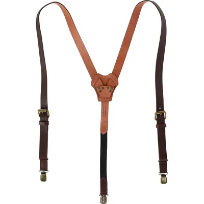 Crookhorndavis The Bristol Clip End Leather Braces With Elastic Backstrap In Brown