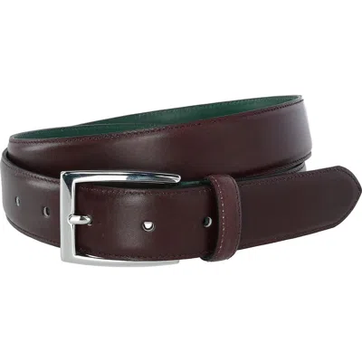 Crookhorndavis The Edward Slim Calfskin Leather Belt In Purple