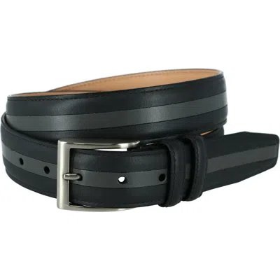 Crookhorndavis The Slate Italian Calfskin Two Tone Inlay Golf Leather Belt In Gray