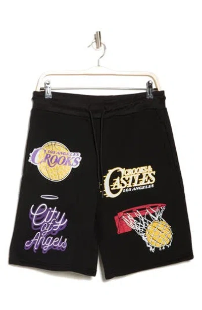Crooks & Castles Crooks And Castles Lakers Inspired Shorts In Black