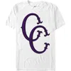 Crooks & Castles Purple Initials Logo  Graphic T-shirt In White