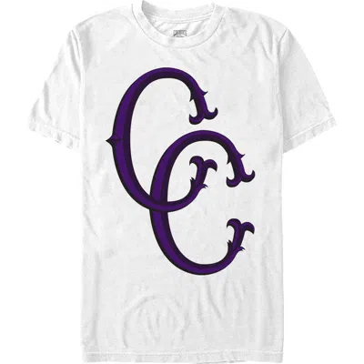 Crooks & Castles Purple Initials Logo  Graphic T-shirt In White