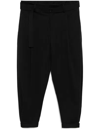 Croquis Belted Tapered Trousers In Black