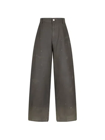 Croquis Gebürstete Wide-leg-hose In Gray