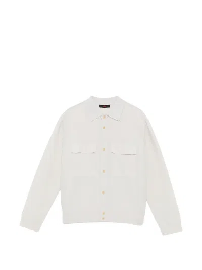 Croquis Classic Collar Long-sleeve Cardigan In White