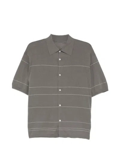 Croquis Collared Striped Shirt In Gray