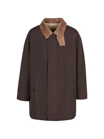 Croquis Corduroy-collar Coat In Brown