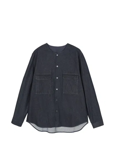 Croquis Crew-neck Flap-pocket Shirt In Blue