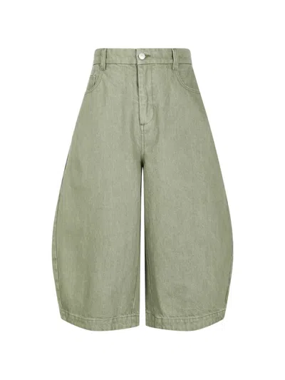 Croquis Curved-leg Cropped Jeans In Green