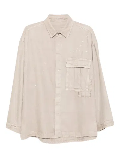 Croquis Distressed Splatter-print Shirt In Neutral