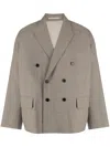 Croquis Double-breasted Wool Blazer In Brown
