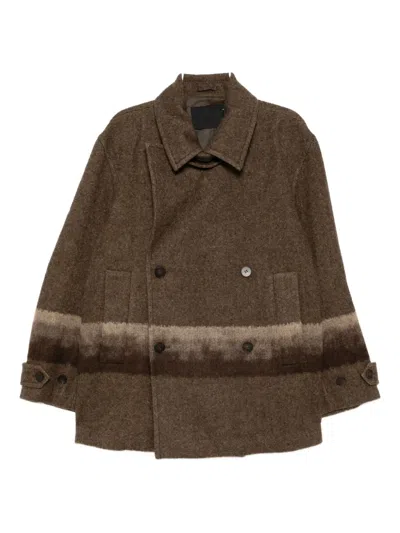 Croquis Embroidered Woolen Jacket In Brown