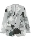 Croquis Flower-print Blazer In Grey