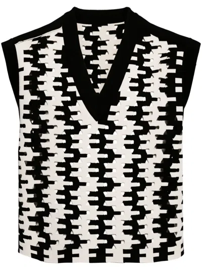 Croquis Geometric-pattern Print Vest In Black