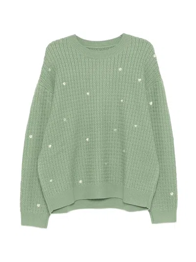 Croquis Heart-embroidered Sweater In Green