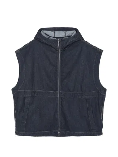 Croquis Hooded Oversized Vest In Blue