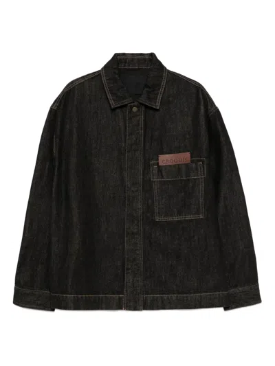 Croquis Logo-patch Denim Jacket In Gray