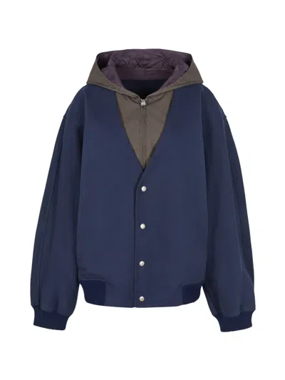 Croquis Mock-layer V-neck Jacket In Blue