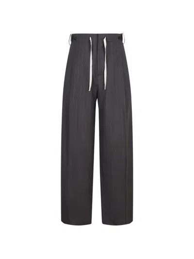 Croquis Pinstripe-pattern Drawstring Trousers In Grey