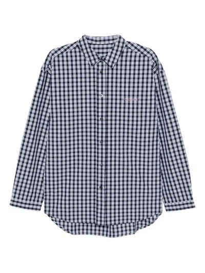 Croquis Plaid Long-sleeved Shirt In Blue