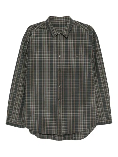 Croquis Plaid Long-sleeved Shirt In Gray