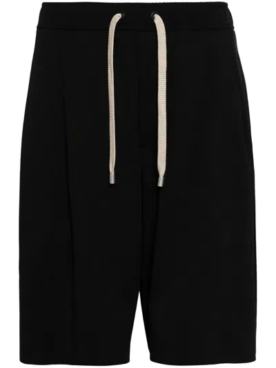 Croquis Pleat-detail Drop-crotch Shorts In Black