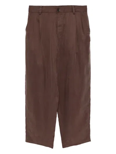 Croquis Pleated Rolled-hem Trousers In Brown